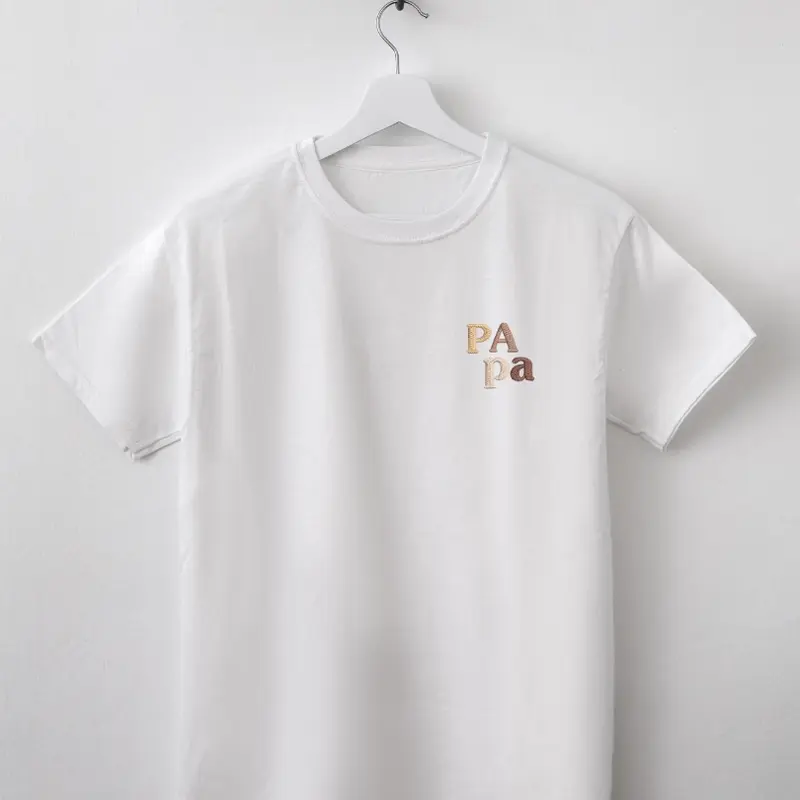 Tee-shirt Papa brodé or café nougat chocolat