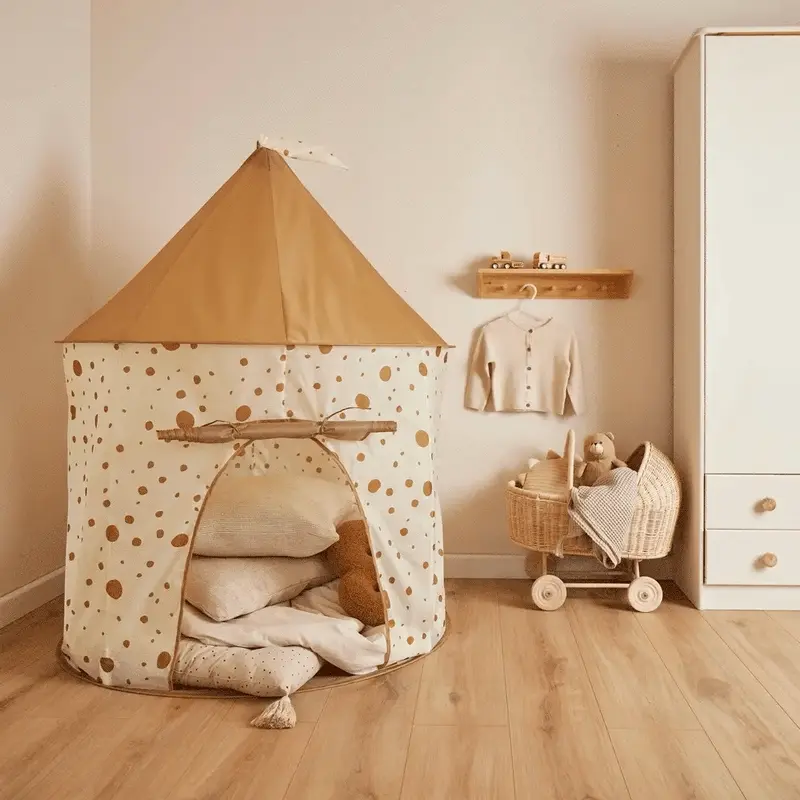Tente de jeu bébé Pop-Up Dots – Beige caramel