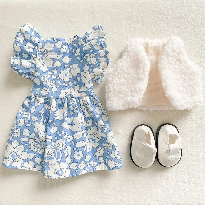 Tenue poupée Amigas 32 cm - 3 pièces - Fleuri bleu