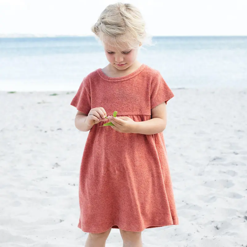 Terry Cotton Dress - Brick - 3-11y