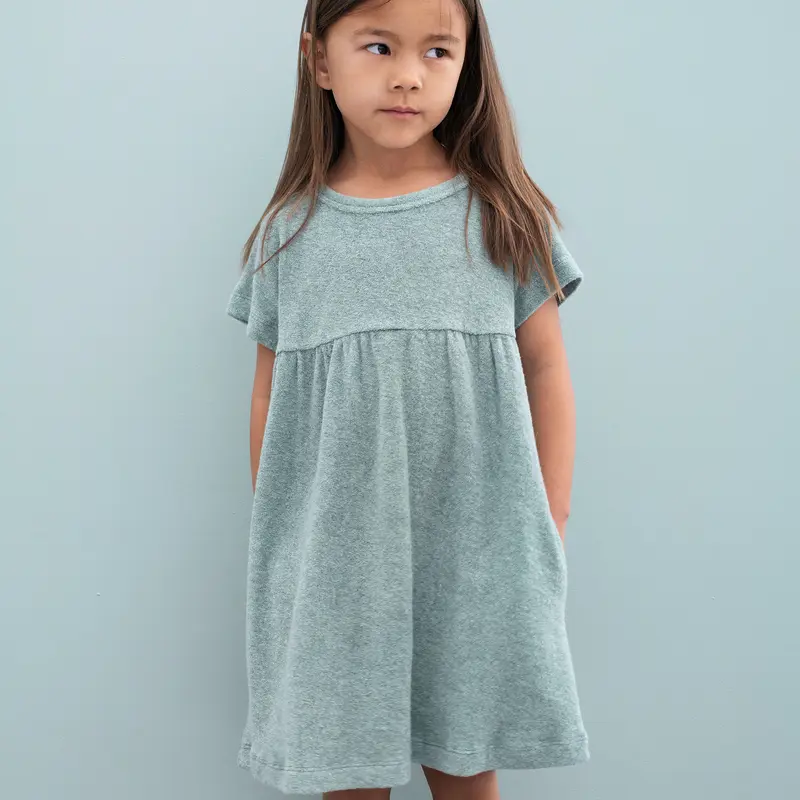 Terry Cotton Dress - Lake - 4Y ONLY
