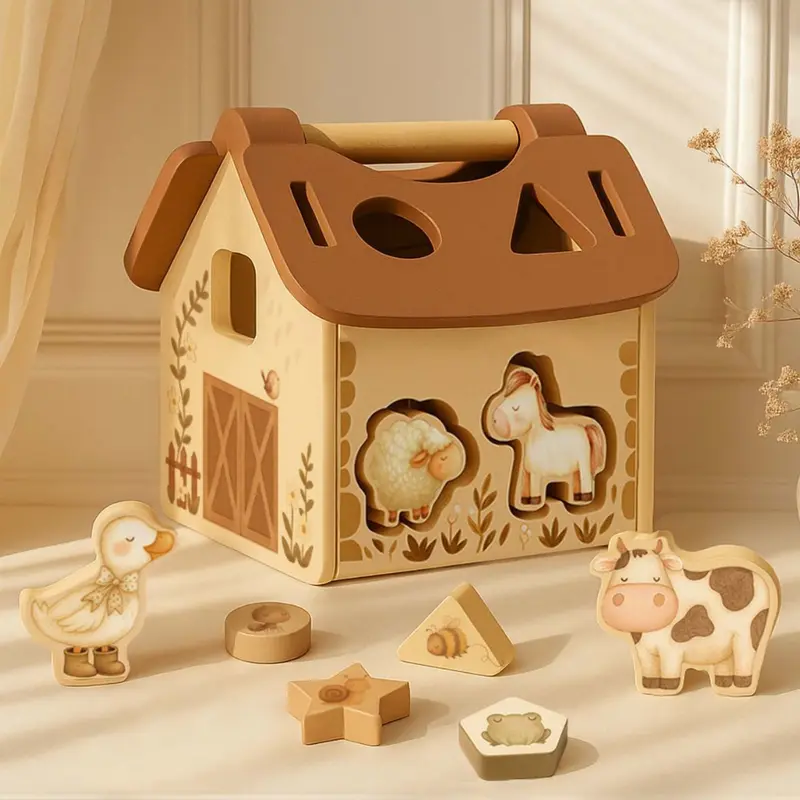 Tiny Barn – Jeu de tri de formes en bois “Ferme magique”