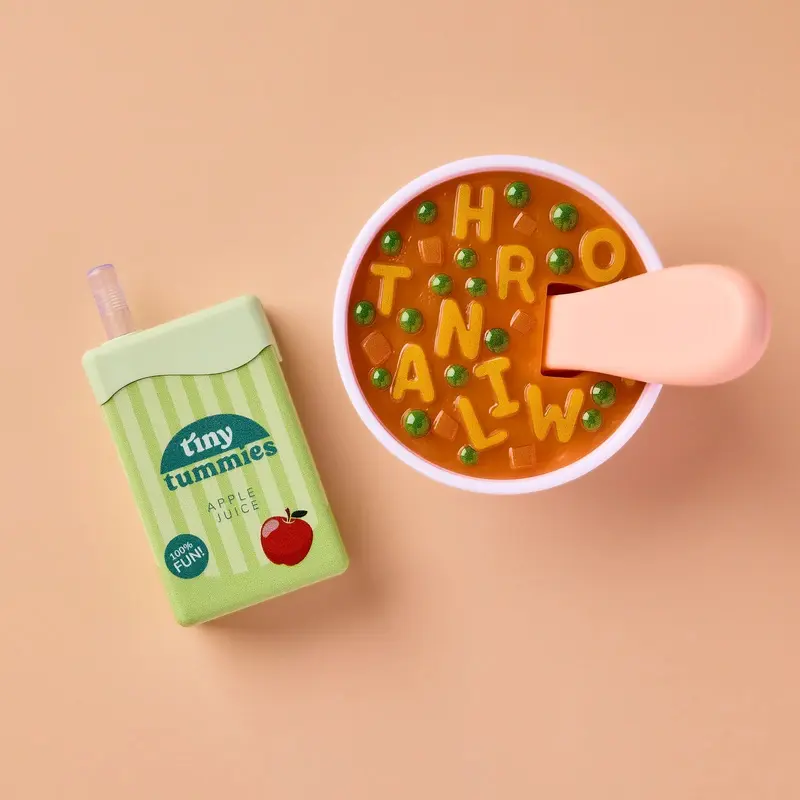 Tiny Harlow – Soupe alphabet & jus de pomme pour poupée