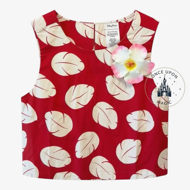 Top Court Disneybound Lilo – Imprimé Feuille Rouge – Lilo & Stitch