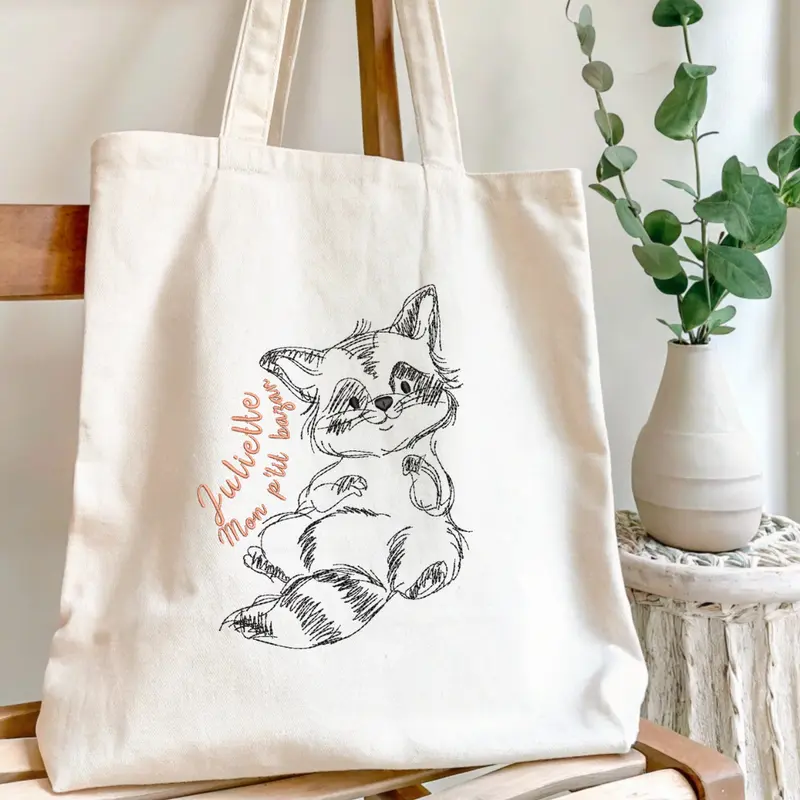 Tote Bag Adorable à Personnaliser raton laveur – 100% Coton Recyclé