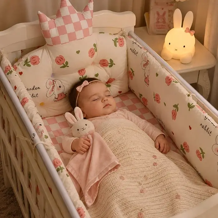 Tour de lit bébé fille - Lapin Coton