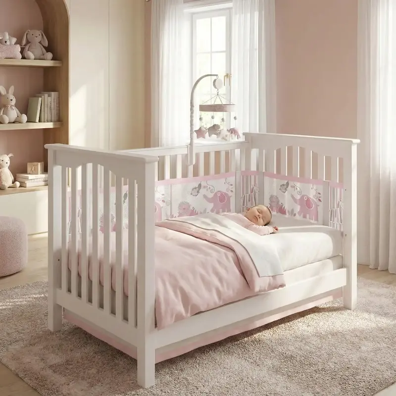 Tour de lit respirant -Éléphant rose | AirSafe