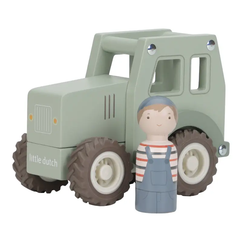 tracteur en bois avec figurine - LITTLE DUTCH