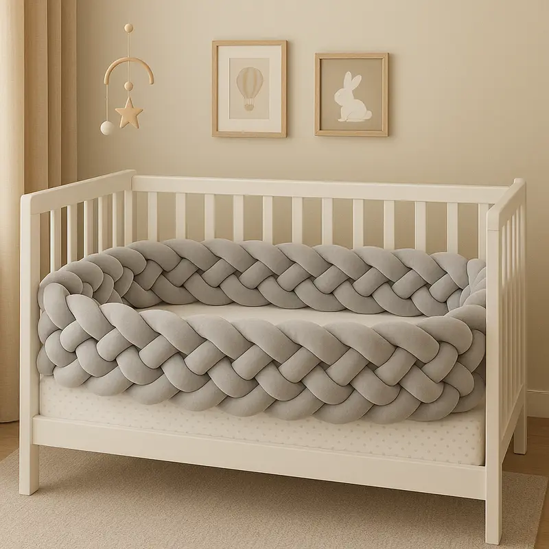 Tresse de lit bébé 4 Brins Gris│DouceBrume