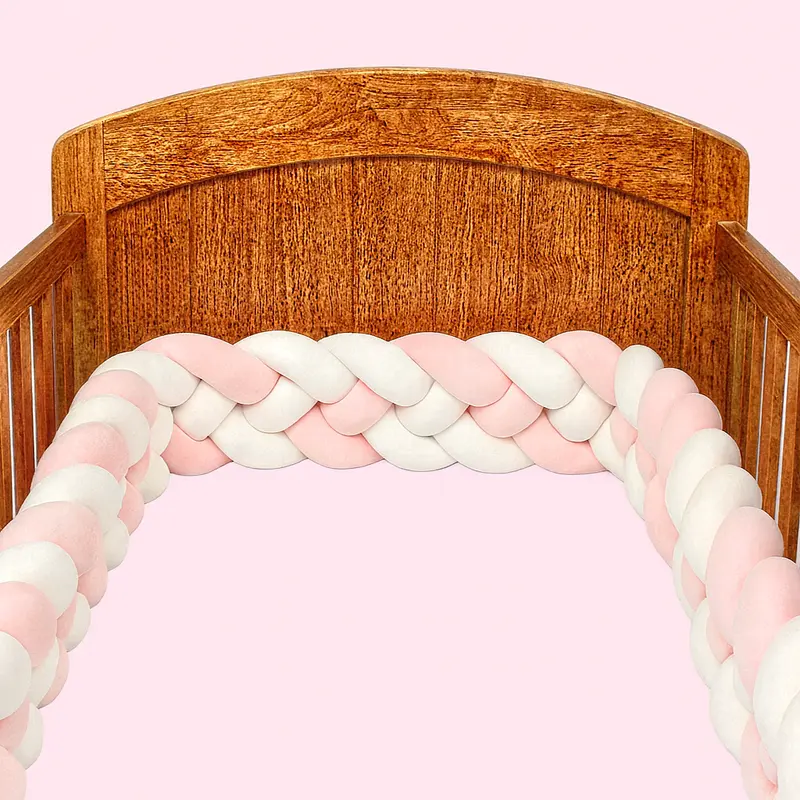 TRESSE DE LIT BEBE 4 Brins Rose et Blanc│CosyLyséa