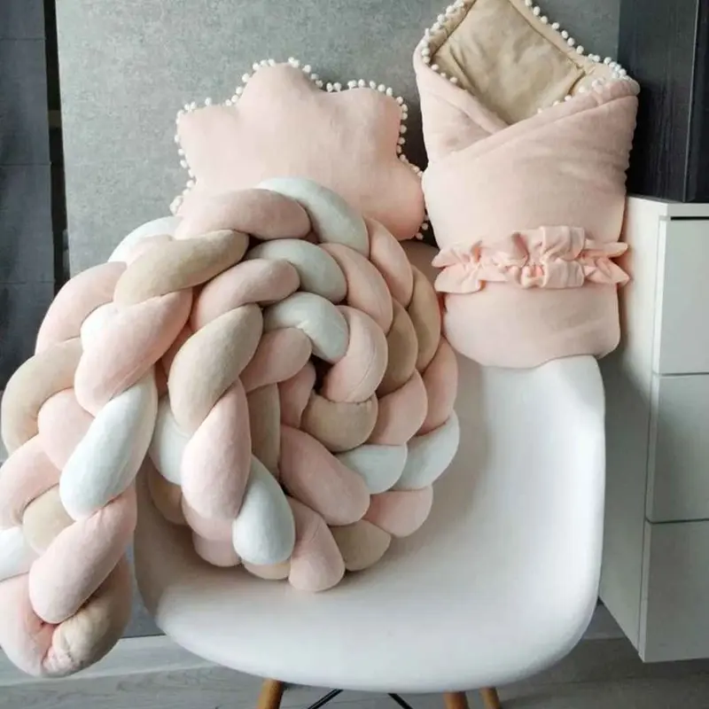 Tresse de lit bébé - Blanc-Rose-Kaki | SécuriDodo