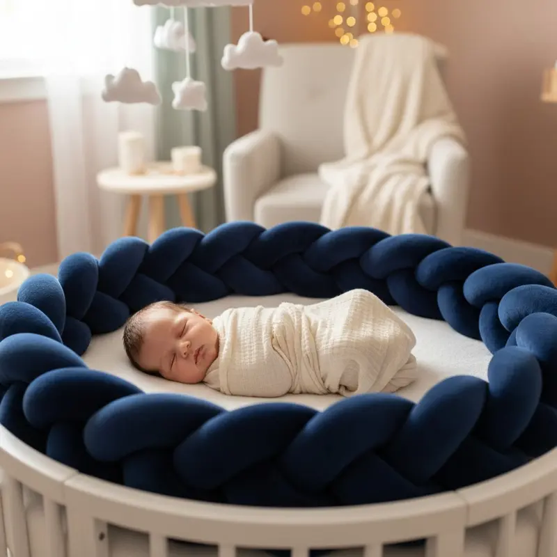 Tresse de lit bébé - Bleu Marine | Protection Cocon