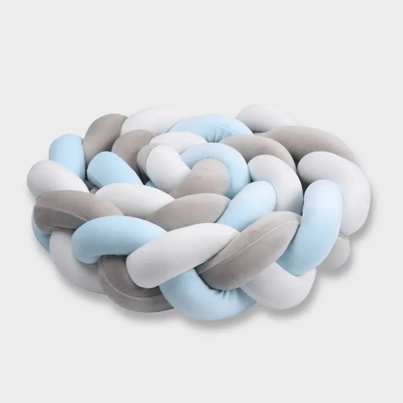Tresse de Lit Bleu Gris et Blanc