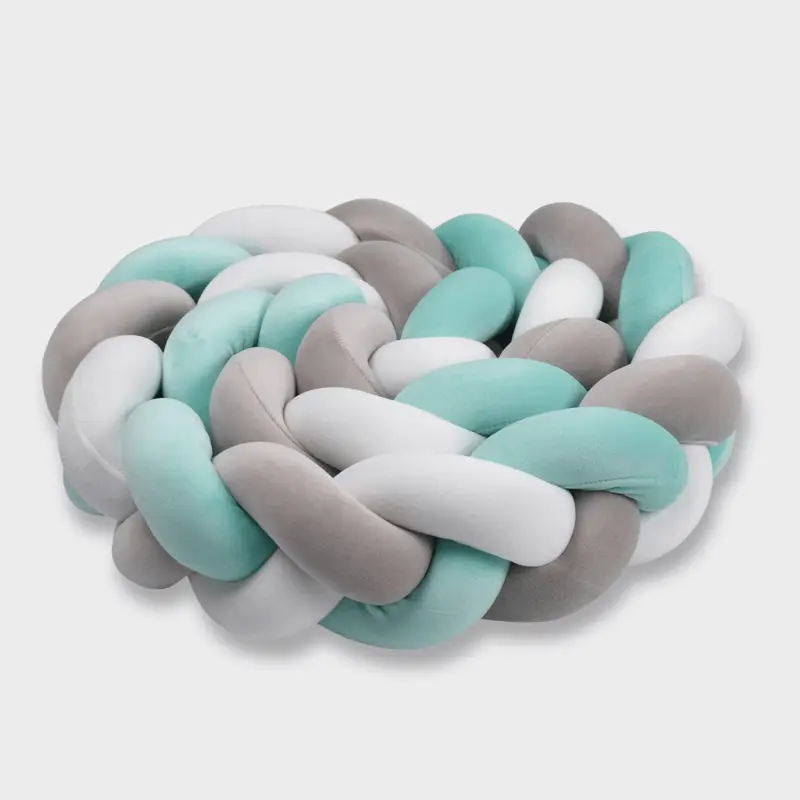Tresse de Lit Turquoise et Gris