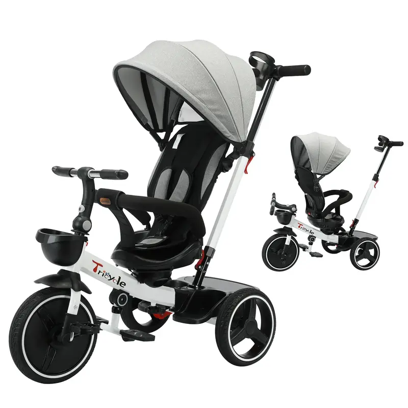 Tricycle poussette bébé 6-en-1 auvent réglable assis et couché 1-5 ans