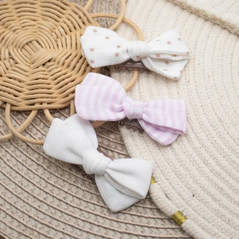 Trio de barrettes anti-glisse rose rayé