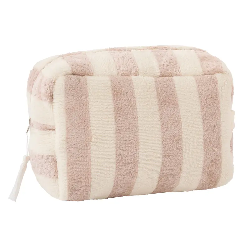 Trousse de toilette en bambou - Rayures ivoire et galet - BB&Co