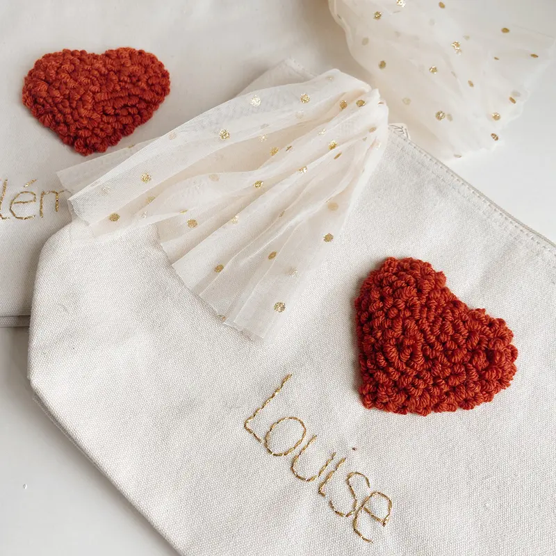 Trousse de toilette personnalisée coeur TERRACOTTA - Format moyen