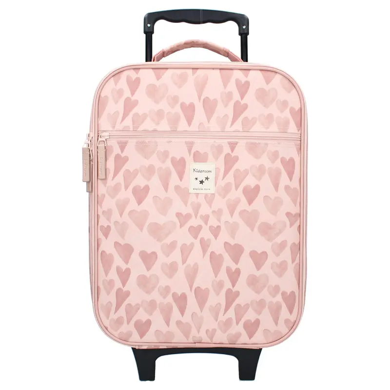 Valise à roulettes enfant couer rose - Kidzroom