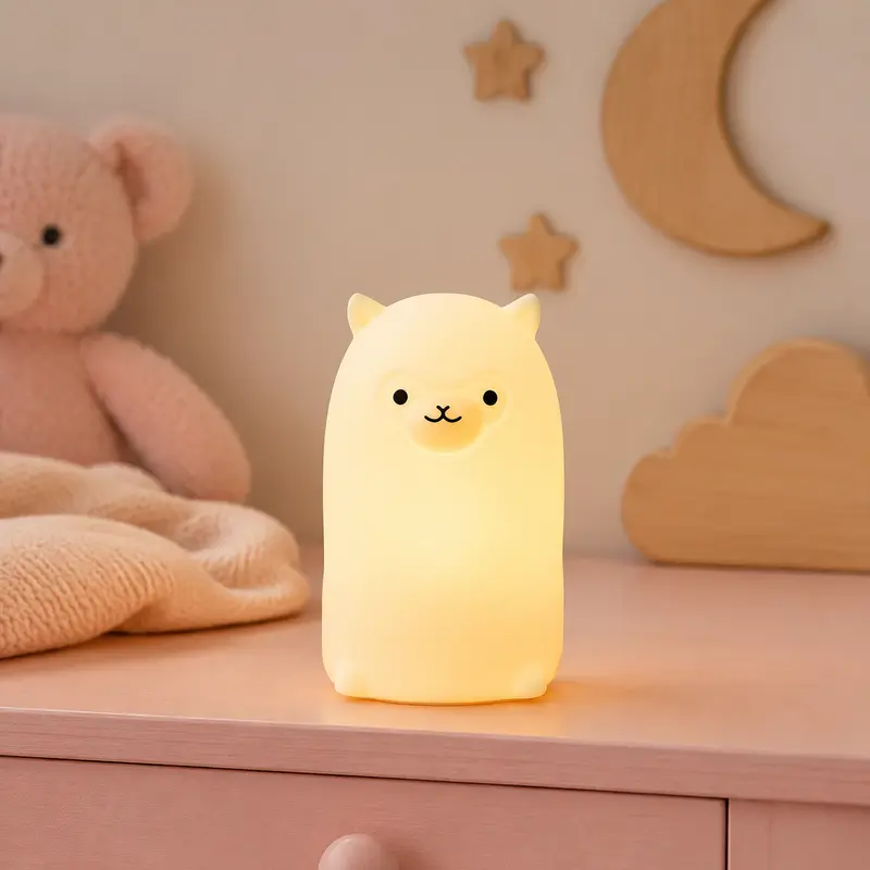 Veilleuse Bébé Alpaga en Silicone à Lumière Multicolore