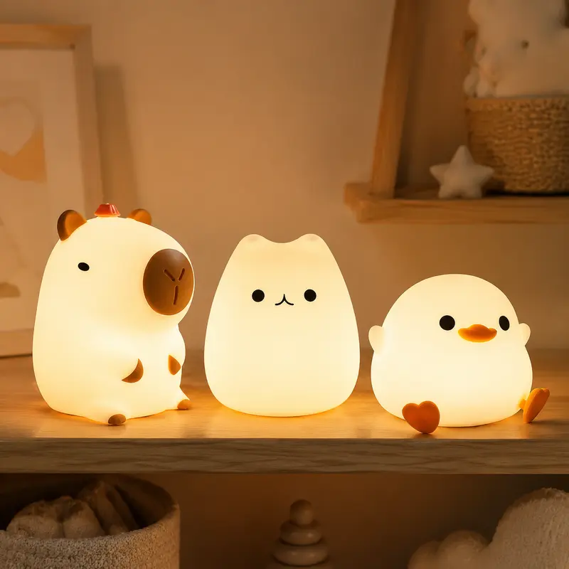 Veilleuse Bébé Animaux en Silicone – 3 Modèles