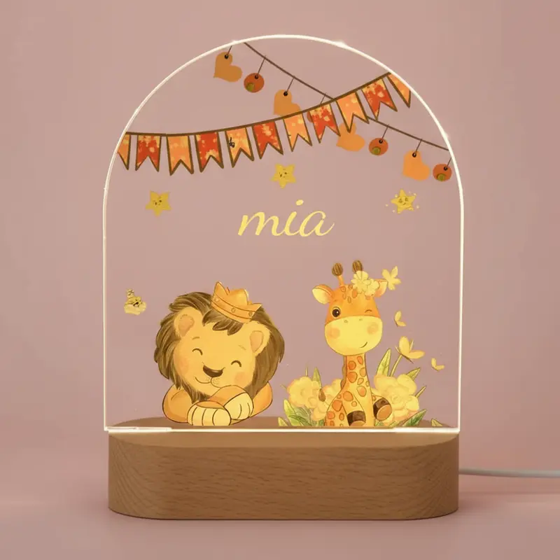 Veilleuse bébé Personnalisée Animaux de la Savane