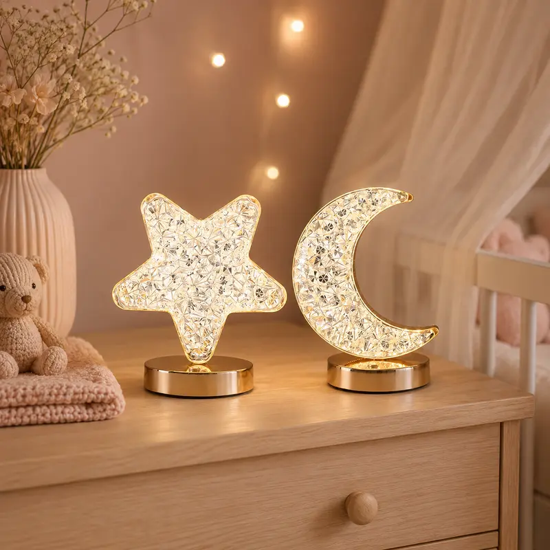 Veilleuse Bébé Tactile Lune ou Étoile en Acrylique
