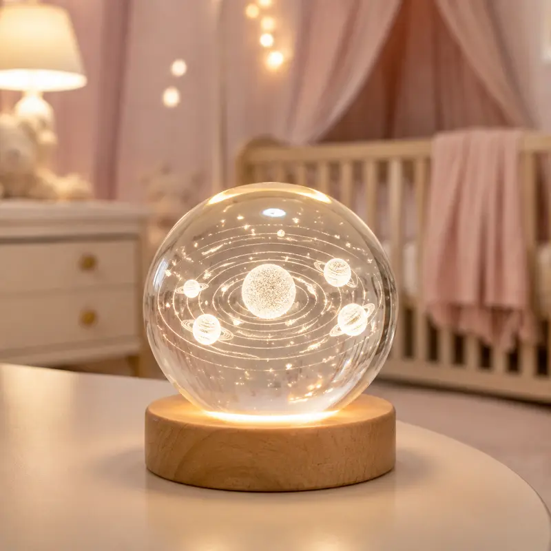Veilleuse Boule de Cristal 3D pour Chambre de Bébé