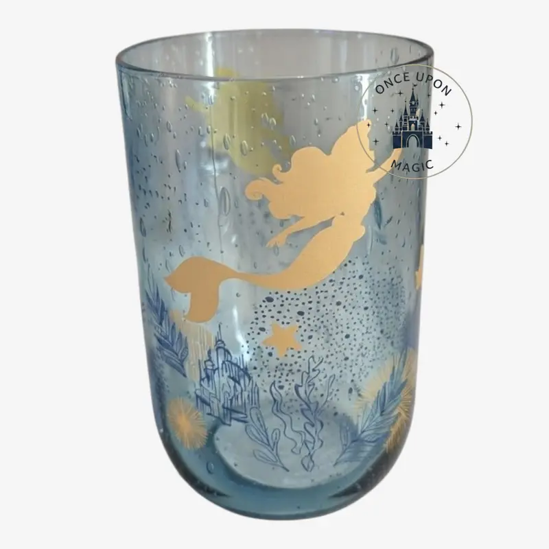 Verre Ariel La Petite Sirène Disney – Bleu Translucide Silhouette Dorée Officiel Disneyland Paris