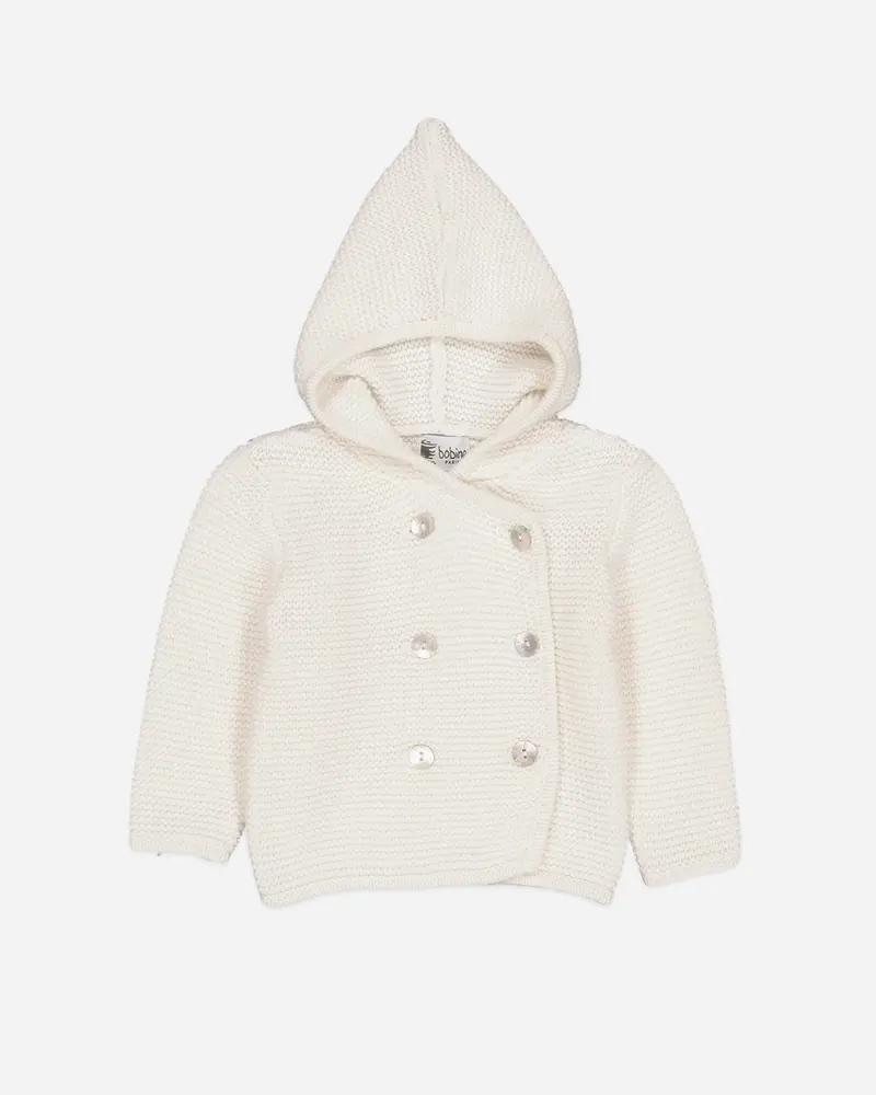Veste bébé à capuche écru