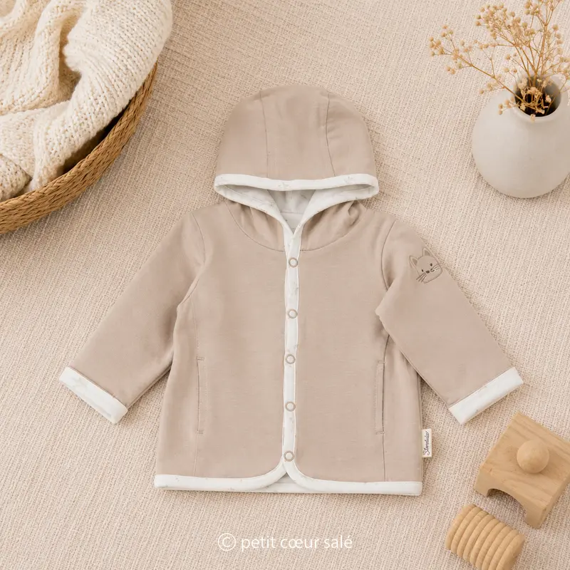 Veste bébé réversible à capuche Chat Lilly