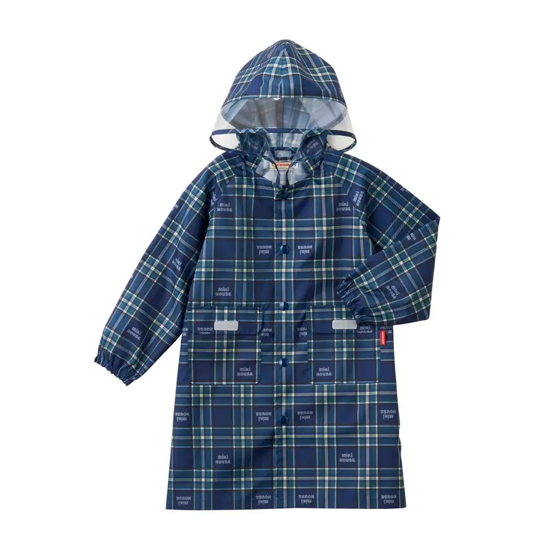 VESTE DE PLUIE À CARREAUX BLEUS MIKI HOUSE