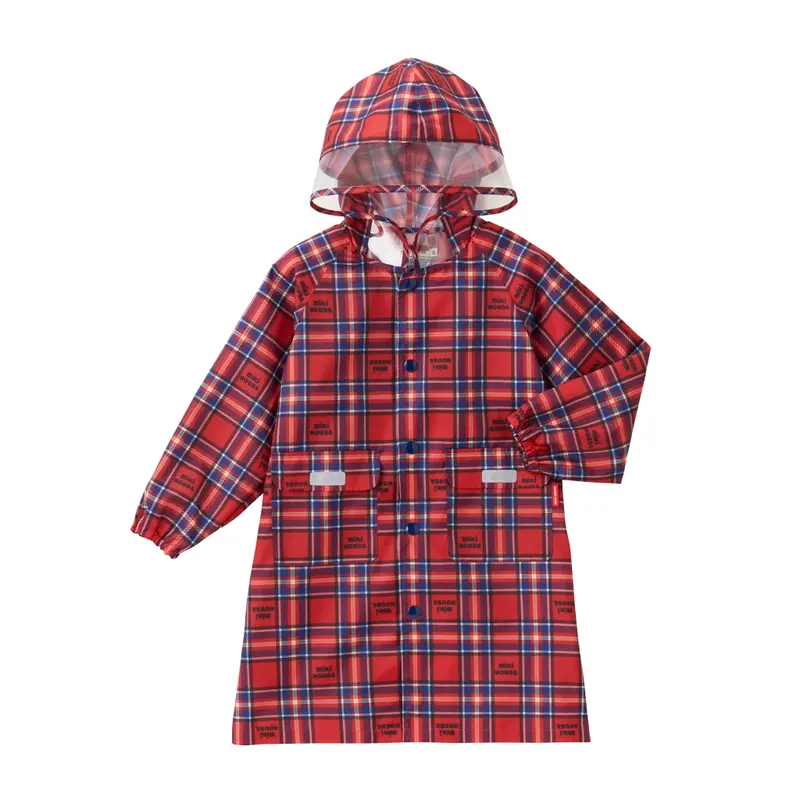 VESTE DE PLUIE À CARREAUX ROUGES MIKI HOUSE