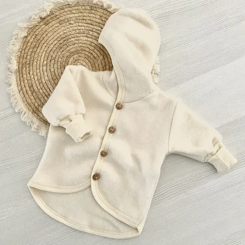 Veste en polaire de laine et coton bio Cosilana Naturel