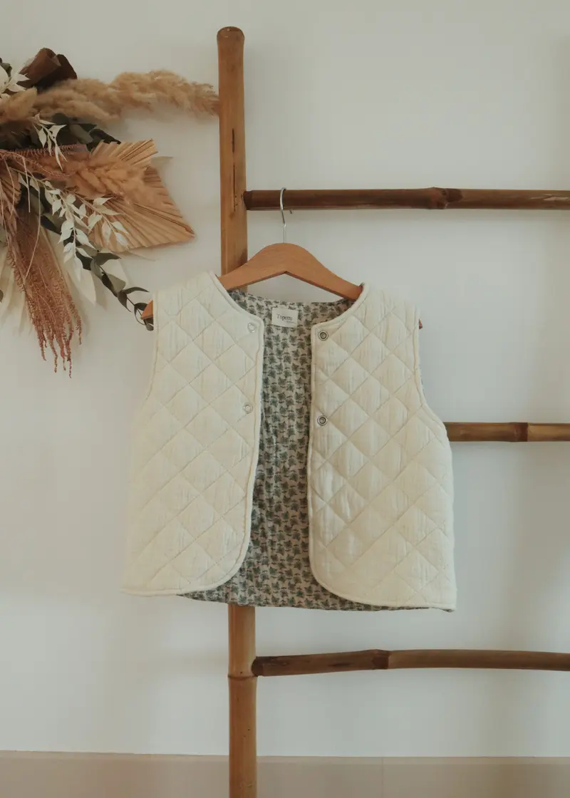 Veste matelassée sans manches Crème/Bloom Taille 36 mois