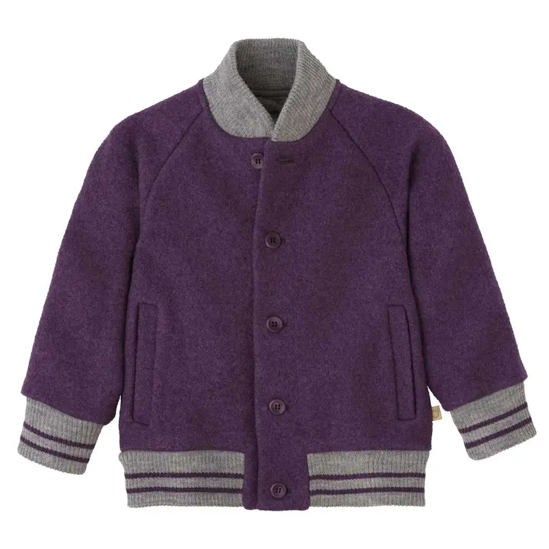 Veste teddy en laine bouillie Disana - Aubergine