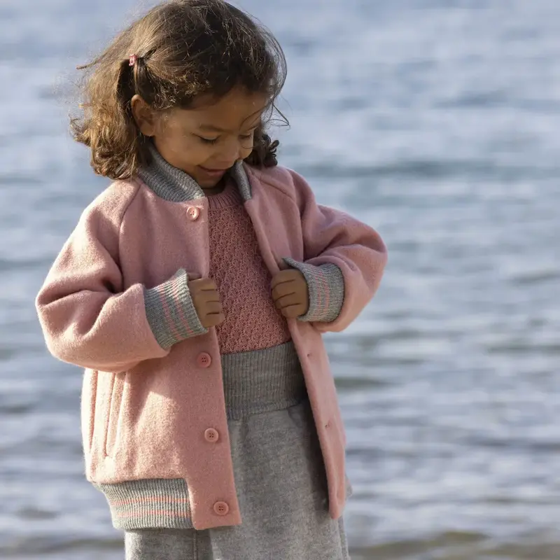 Veste teddy en laine bouillie Disana - Soft Pink